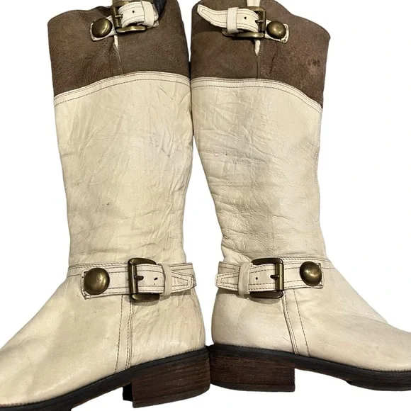 Manas Tall Fold-Down Faux Fur Lined Leather Boots, Sz 38 - Picture 10 of 16